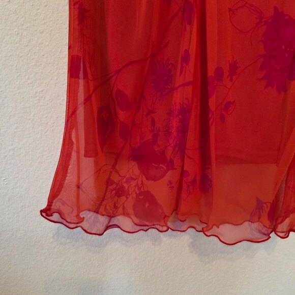 🔥 Vintage La Belle Red Sheer Floral Slip Dress – Made in USA 🔥 - Picture 7 of 7